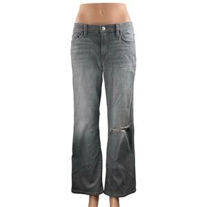 Hudson Women's Gray Mid Rise Distressed Baggy Wide Leg Denim Jeans Pants Size 28
